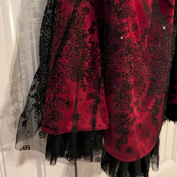 Adrianna Papell Red and Black Floral Lace Skirt - Picture 2 of 3